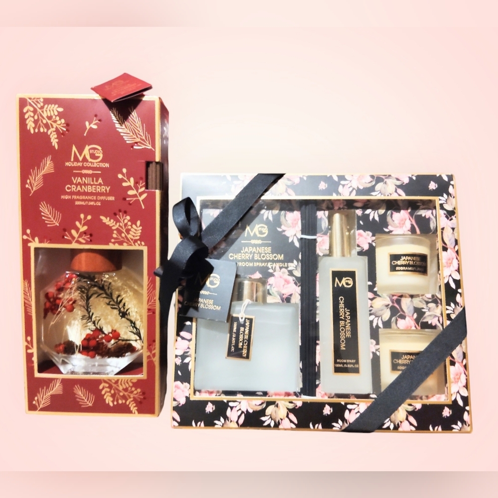MG Studio High Fragrance Diffuser. Cherry Blossom And Vanilla Cranberry Bundle